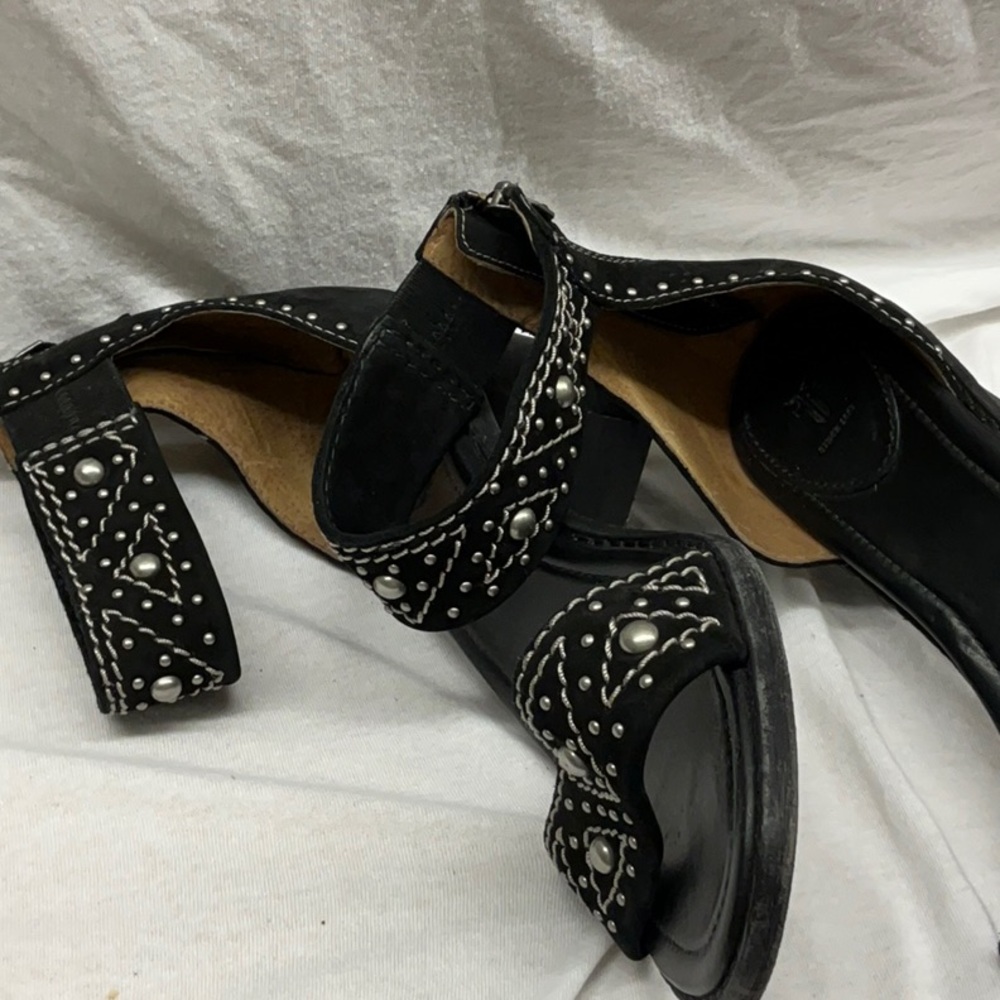 Frye Black Heeled Sandals with Crystal Embellishments - Picture 3 of 10